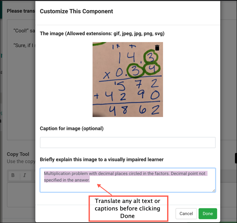 Caption each image for accessibility