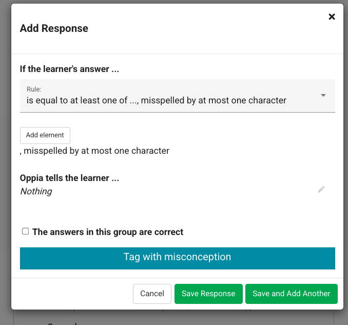 Tagging responses with a misconception
